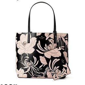 NWT Kate Spade Reversible Black and Floral Tote
